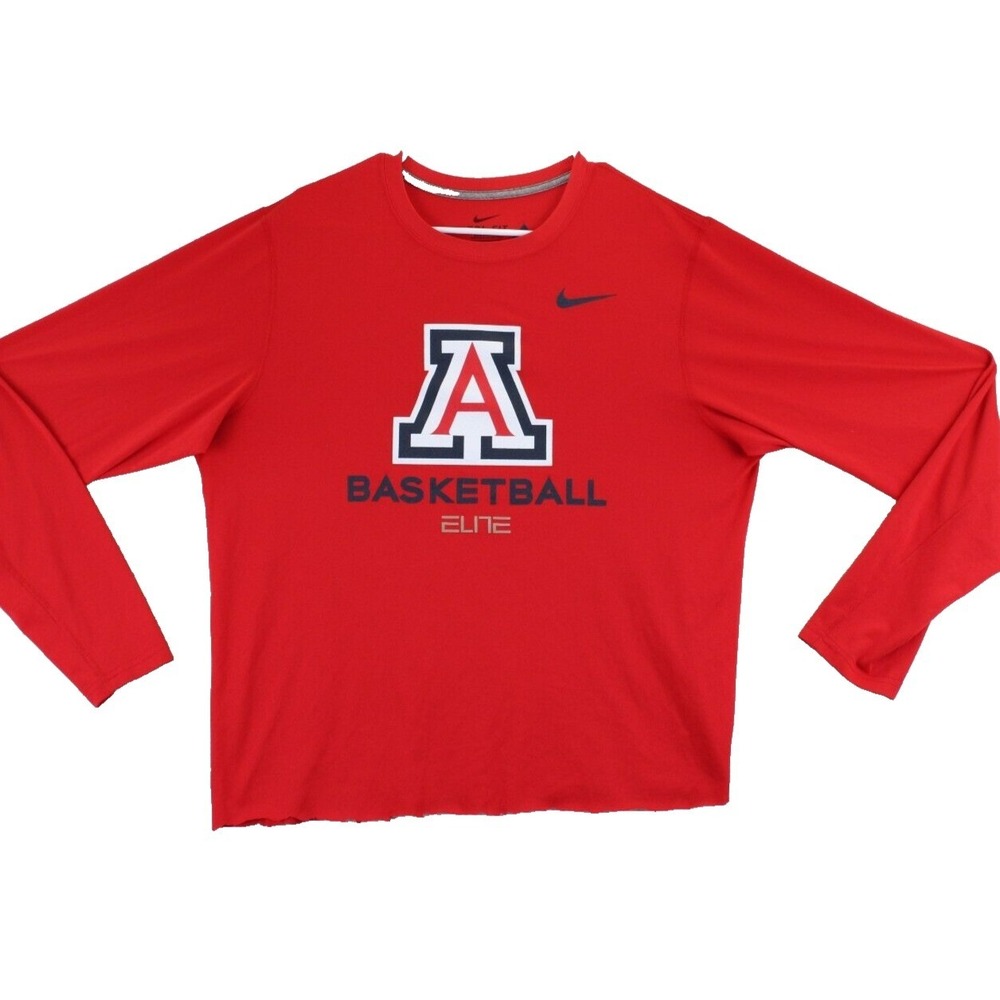 Nike Dri Fit Arizona Wildcats Womens Long Sleeve Crop cut bottom Shirt Red LT